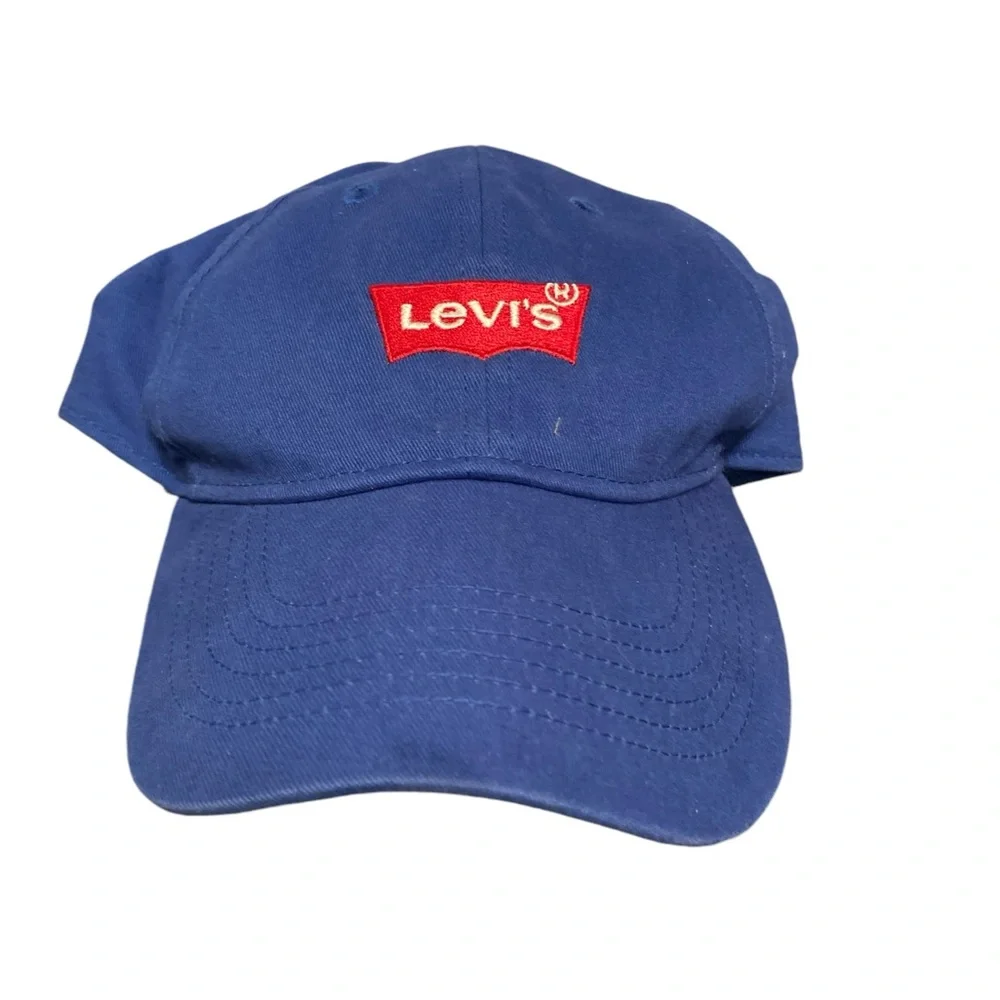 Authentic Levis Blue Red Youth Ball Cap Hat Hook & Loop Adjustable Baseball - Picture 1 of 6